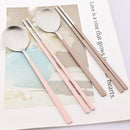 Ljojo 12-Piece Green Handle Stainless Steel Dinnerware Set chopsticks spoons flatware