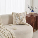 Cream Woven Tufted Pillowcase with Beige Tassel Embroidery by Ljojo