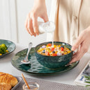 Ljojo 12/24-Piece Green Ceramic Dinner Set for 4/8, Kiln Change Stoneware