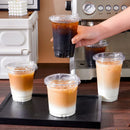 Ljojo 16oz Clear Plastic Coffee Cups with Straight Covers, 20pcs Smoothie Cups