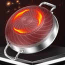 Ljojo 32cm Stainless Steel Non Stick Wok Pan Durable Induction Gas Stove Pot