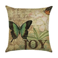 Ljojo Linen Butterfly Flower Sofa Cushion Cover 45*45 - Home Decor Printed Pillow Case
