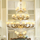 Ljojo Luxury Natural Jade Chinese Chandelier for Living Room Restaurant Villa Duplex