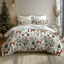 Ljojo 3D Christmas Tree Deer Print Duvet Cover Set - Festive Seasonal Bedroom Decor