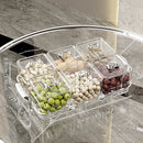 Ljojo 4/6 Grids Plastic Food Tray Dual Handle Snack Fruit Organizer