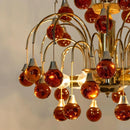 Italian Murano Glass Chandelier Purple Red Crystal Teardrop Pendant Light by Ljojo for Living Room