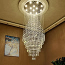 Ljojo Luxury Large Foyer Crystal Chandelier - Modern 12-Light Flush Mount Raindrop Fixture