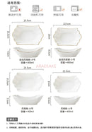 Ljojo 400ml Gold Phoenix Tail Ceramic Bowl for Soup, Pasta, Salad, and More