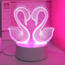 Ljojo 3D Swan Night Light Pink USB Desk Lamp Home Decoration Atmosphere Light