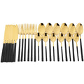 Ljojo 24-Piece Stainless Steel Black Cutlery Set Dinnerware Flatware Tableware