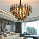 Ljojo Metal Amber Glass Pendant Lights - Gray Chain Pendant Lighting Fixtures