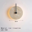 Wabi Sabi Style Yellow Travertine Round LED Wall Sconce Light for Bedroom by Ljojo