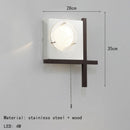 Ljojo LED Wall Lamp Chain Switch Dark Wood Clear Glass Sconce for Bedroom Aisle