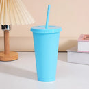 Ljojo 24oz Solid Color Reusable Cold Cup with Lid and Straw