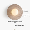 Ljojo LED Indoor Wall Sconce Yellow Travertine Glass Ball Luxury Bedroom Lamp