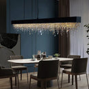Ljojo Luxury LED Crystal Chandelier Gold/Black Hanging Light for Modern Kitchen Island
