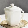 Ljojo 500ML Bone  Tumbler with Lid, Pure White Ceramic Coffee Mug