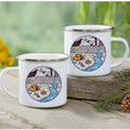 Enamel Mountain Mug with Handle by Ljojo. Best Camping Gift for Outdoor Lovers