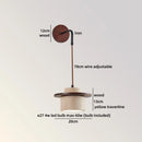 Ljojo LED Wall Lights Bedroom Yellow Travertine White Glass Wabi Sabi Wood Bedside Lamp