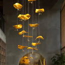 Ljojo Lotus Leaf Chandelier: Luxury Copper Dining Room Pendant Light