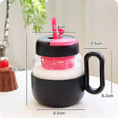 Kawaii Glass Cup with Lid and Straw by Ljojo: Large Aesthetic Drink Bottle