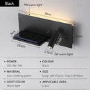 Ljojo USB Wall Lamp with Wireless Charger and Switch, LED Reading Night Light