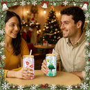 Ljojo 16oz Double Wall Snow Globe Tumbler with Bamboo Lid and Straw
