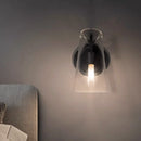 Ljojo Luxury Black Copper Wall Lamp, Transparent Shade for Bedroom, Living Room, Bathroom