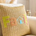 Embroidered Happy Home Pillow Cover by Ljojo for Living Room & Bedroom