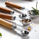 Ljojo Measuring Spoons & Cups Set Wood Handle Stainless Steel Baking Tools