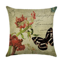 Ljojo Linen Butterfly Flower Sofa Cushion Cover 45*45 - Home Decor Printed Pillow Case