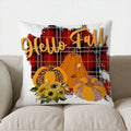 Autumn Plaid Pumpkin Pillow Cover - Ljojo Decorative Throw Cushion for Sofa, Bedroom, Car