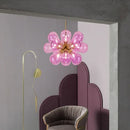 Ljojo LED Bubble Ball Glass Chandelier Modern Living Room Decor Blue Pink Hanging Light