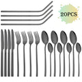 Ljojo 20-Piece Stainless Steel Gold Cutlery Set and Metal Straw Kit