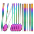 Ljojo 12Pcs Luxury Korean Stainless Steel Tableware Set