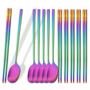 Ljojo 12Pcs Luxury Korean Stainless Steel Tableware Set