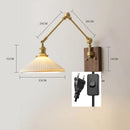 Ljojo Long Arm LED Wall Light with Pull Chain Switch & Walnut Canopy