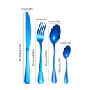 Ljojo 24-Piece Stainless Steel Cutlery Set, Blue Round Handle, Suitable for Home and Hospitality