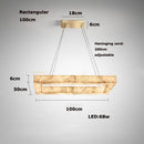 Alabaster Square Marble Chandelier Lighting Pendant by Ljojo Spanish Natural Marble Dining Room