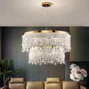 Nordic K9 Crystal Chandelier - All-Gold Led Round Ceiling Lamp - High-Quality Home Decor - Ljojo