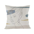 Abstract Line Drawing Girls Print Cushion Cover 45x45cm by Ljojo