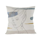 Abstract Line Drawing Girls Print Cushion Cover 45x45cm by Ljojo