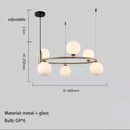 Black Gold Ring Chandelier with Milk White Glass Balls Stylish LED Hanging Light