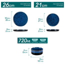 Ljojo 36PC Black Blue Reactive Glaze Dinnerware Set with Vertical Edge