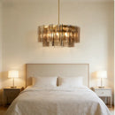 Italian Vintage Amber Glass Chandelier for Dining and Living Room by Ljojo - Handmade Lustre Suspension Lighting