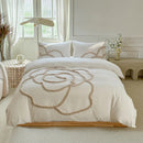Ljojo 3D Flower Embroidery Bedding Set with Duvet Cover & Pillowcase