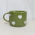 Ljojo 10oz Heart Pattern Ceramic Coffee Mug with Handle, Unique Design, Lovely Gift