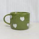 Ljojo 10oz Heart Pattern Ceramic Coffee Mug with Handle, Unique Design, Lovely Gift