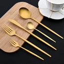 Ljojo 30-Piece Stainless Steel Matte Gold Cutlery Set & Tableware Kit