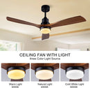 Ljojo 52" Black Retro Ceiling Fan Light Control Home Bedroom Lounge Outdoor